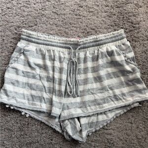 Cute Striped Gray Pajama Shorts